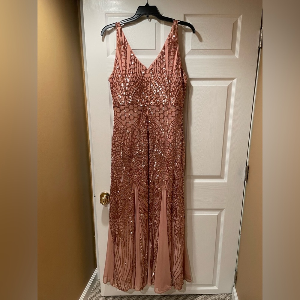 Beautiful rose gold evening gown worn once and immediately cleaned after.